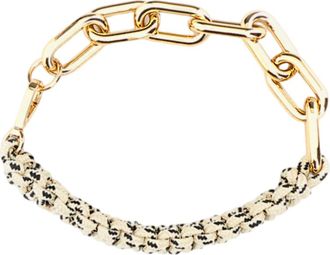 Plan C Beige Gold Braided Cord Chain Necklace