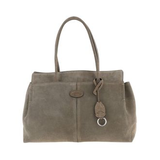 Tod's Medium Suede Shopping Bag - Dames - Shoppers - Grijs - ONE Size - Leer - Tassen