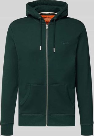 Superdry Regular Fit Sweatjacke mit Logo-Stitching in Dunkelgruen, Gr&ouml;&szlig;e XXXL