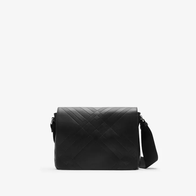 Embossed Check Messenger Bag