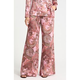 L'agence Pilar Wide Leg Pants in Mauve French Paisley at Nordstrom Rack, Size 10