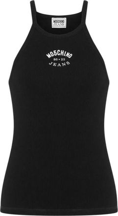 Moschino Geribbeld Elastisch Katoenen Hemd - Dames - Tops zonder mouwen - Zwart - M - Katoen - Tops