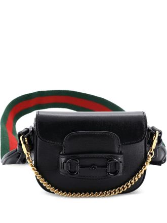 Gucci Horsebit 1955 Flap Wallet with Strap Leather crossbody bag - Zwart