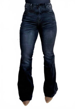 Kancan High Rise Flare Denim Jeans In Blackwell
