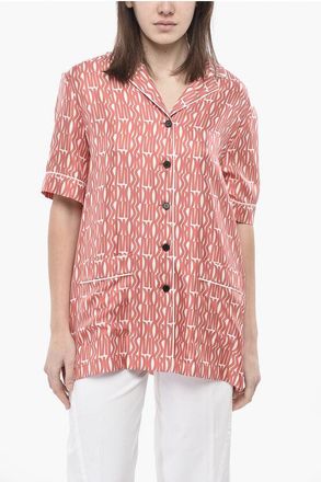 Dior MISS DIOR Monogram-Pattern Silk Shirt size 46