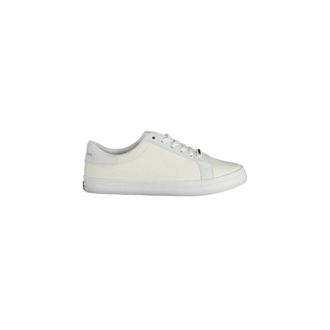 Calvin Klein Schoenen, Dames, Wit, 37 EU, Katoen, Witte Katoenen Lage Sneaker