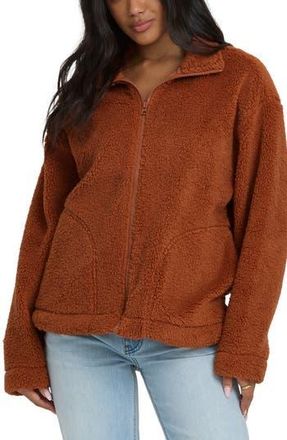 Billabong Sun City Embroidered Faux Shearling Jacket in Cashew at Nordstrom Rack, Size X-Small