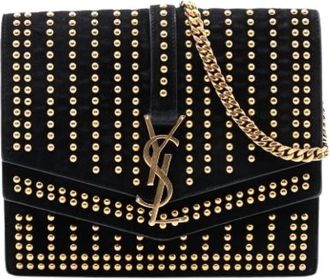 Saint Laurent Pre-owned Cross Body Bags, female, Black, Size: ONE SIZE Pre-owned Suede Crossbody Bag