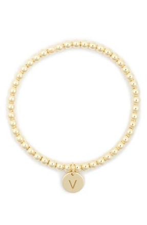 Meshmerise Initial Charm Ball Stretch Bracelet in Yellow-V at Nordstrom Rack