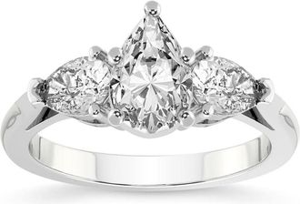 Pompeii3 1 3/4Ct Pear Shape Lab Grown Diamond Engagement Ring White, Yellow or Rose Gold