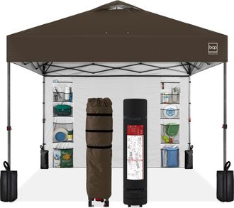 Best Choice Products 10x10ft Easy Setup Pop Up Canopy, Portable Tent w/ Side Wall, 1-Button Push, Case
