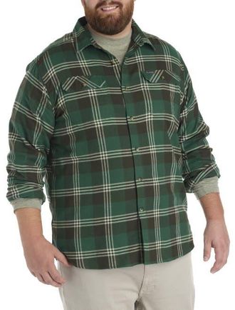 Columbia Big & Tall Flare Stretch Flannel Sport Shirt in Rainforest at Nordstrom, Size Xx-Large