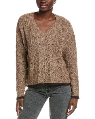 Autumn Cashmere Boxy Shell Stitch Tipped Cashmere & Silk-Blend Sweater