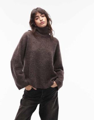 Arket Maglione a collo alto in misto lana e alpaca marrone