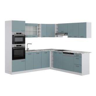 Vicco Cocina Esquinera R-line, Gris Azulado, 237 X 60 Cm, Et M&aacute;rmol
