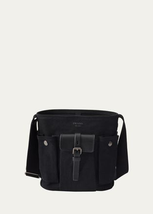 Prada Route Mini Canvas Pocket Bucket Bag