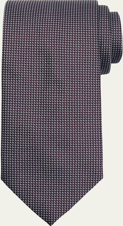 Brioni Mens Micro-Geometric Square Jacquard Silk Tie