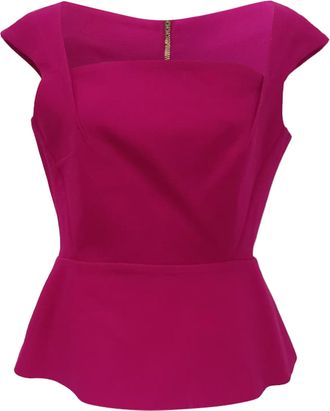 Roland Mouret Abbey Peplum Top in Pink Wool