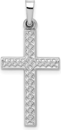 Diamond2Deal 14k White Gold Polished Lattice Cross Pendant
