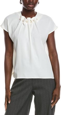 Gracia Pearl Embellished Neck Top
