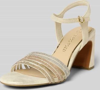 Marco Tozzi Marco Tozzi Sandaletten mit Ziersteinbesatz und Blockabsatz in Gold, Gr&ouml;&szlig;e 40