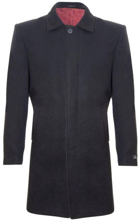 TruClothing Mens 3/4 Long Black Wool Coat Crombie Overcoat Jacket Peaky Blinders Slim Fit - Size Small