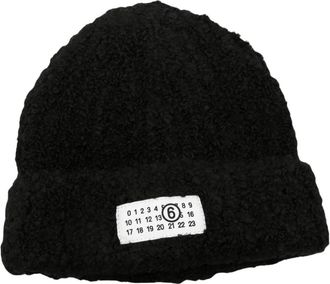 Maison Margiela Ribbed Logo-patch Muts - Heren - Hoeden - Zwart - M - Wol - Accessoires
