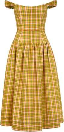 Markarian Giorgia midi ruffled plaid dress - Yellow