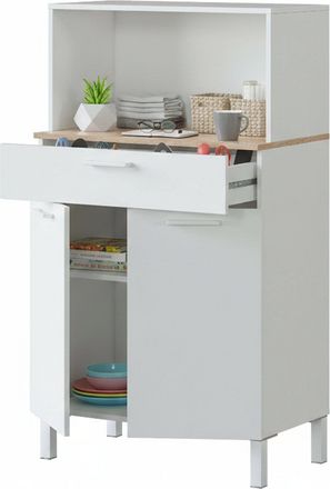 Dmora Armario Multifunci&oacute;n Dlasagn, Mueble De Cocina Con 2 Puertas, Mueble Auxiliar Polivalente, Armario Moderno, 72x4h126 Cm, Blanco Y Roble - Dmora