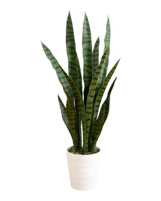 Nearly Natural 3Ft Indoor/Outdoor Uv-Resistant Artificial Sansevieria Plant In Decorative Planter