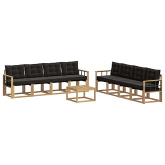 vidaXL Conjunto De Sof&aacute;s De Exterior Con Coj&iacute;n 9 Pcs Blanco Y Negro Vidaxl