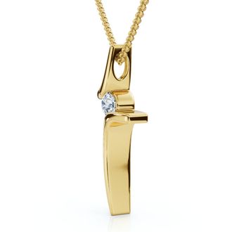 Pompeii3 Diamond Cross Pendant Gold 18 Necklace 5/8 Tall Lab Grown