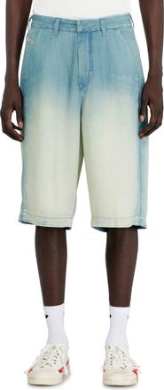 Diesel Shorts in fluid overdyed denim - Denim short pants - Man - Blue