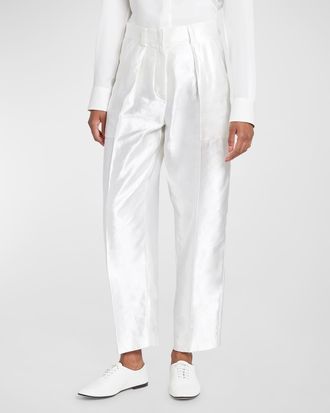 Giorgio Armani Pintuck Linen Silk Cigarette Trousers