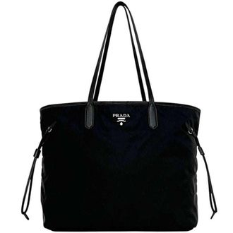 Prada Black Nero Nylon Saffiano Triangle Tote Bag (Pre-Owned)