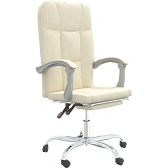 vidaXL Silla De Oficina Reclinable Cuero Sint&eacute;tico Crema Vidaxl