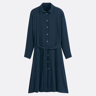La Redoute Collections Halflange hemdjurk in cr&ecirc;pe met lange mouwen