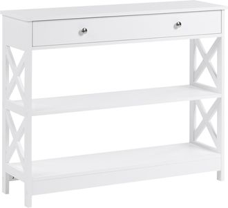 Beliani Aparador Blanco 80 X 100 X 30 Cm 1 Caj&oacute;n 2 Baldas Estilo R&uacute;stico Montgomery
