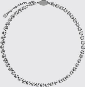 Dsquared2 Collana girocollo D2 in metallo argentato con strass incastonati