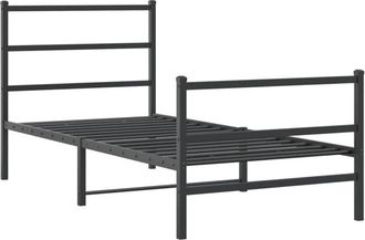 vidaXL Metal Bed Frame without Mattress with Footboard Black 90x200cm vidaXL