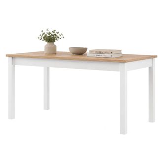 Dmora Mesa Fija Senn, 8 Asientos, Forma Rectangular, Tono Roble Nudos, 160x80x77h Cm Marr&oacute;n Roble Nudos