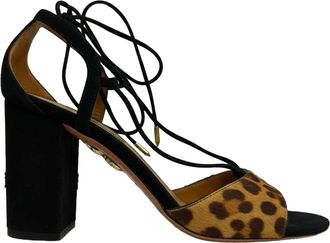 Aquazzura Austin Lace-Up Sandals in Animal Print Calf Hair