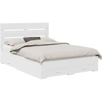 vidaXL Bed Frame with Drawer White 140 x 190 cm Engineered Wood vidaXL