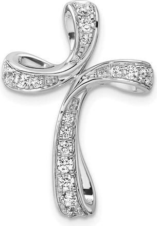 Diamond2Deal 14K White Gold Lab Grown Diamond Cross Chain Slide Pendant (0.3ct, VS, G-H)