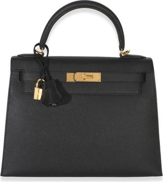 Herm&egrave;s Herm&egrave;s Black Epsom Sellier Kelly 28 PHW