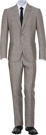 Corneliani Kostuums - Heren - Pakken - Beige - Maat: 2XL Leer