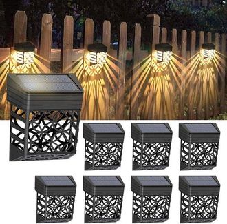No Brand 8 Unidades De Apliques Solares De Pared Para Jard&iacute;n Con Clasificaci&oacute;n Ip54 A Prueba De Agua, Apliques Decorativos Led De Luz Blanca C&aacute;lida Para Patio,