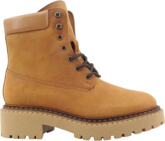 Frau Lace-up Boots - Dames - Veterlaarzen - Bruin - 39 EU - Leer - Schoenen