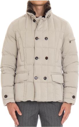 Moorer Gewatteerde Double-Breasted Peacoat - Heren - Gewatteerde jassen - Beige - L - Jassen