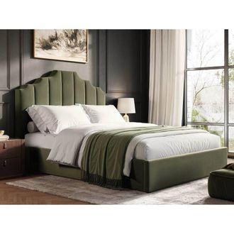 Flair Margot Ottoman Bed Khaki Green Velvet | Size: Double